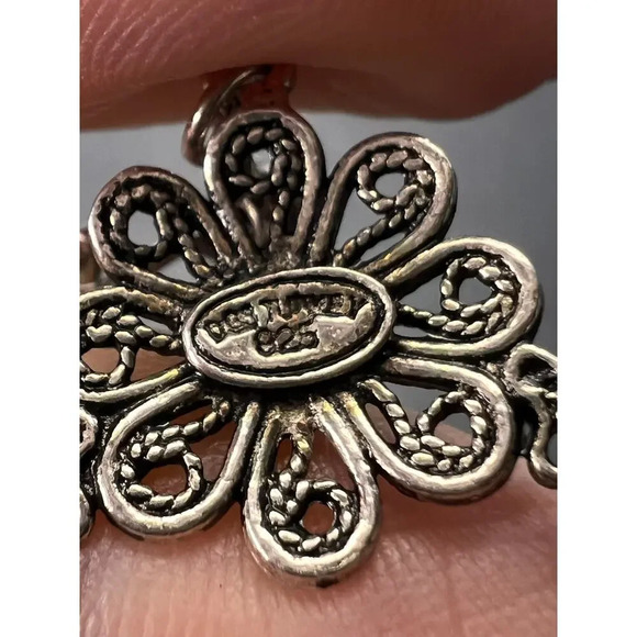 Turkish sterling filigree disc dangle drop hook earrings 9.58 grams. - Picture 11 of 11